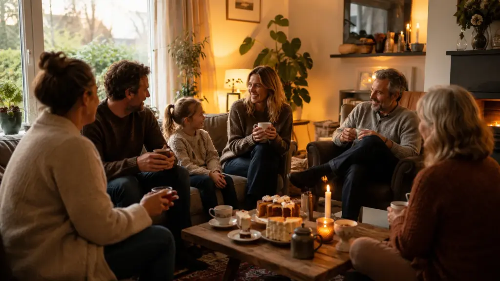 Typisch holländisch: geselliges Beisammensein mit Kaffee und Kuchen in einem gemütlichen Wohnzimmer